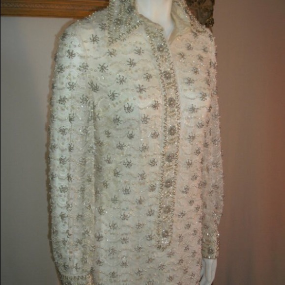 1960’s Royal Cathay White Beaded Cocktail Dress - Picture 7 of 8